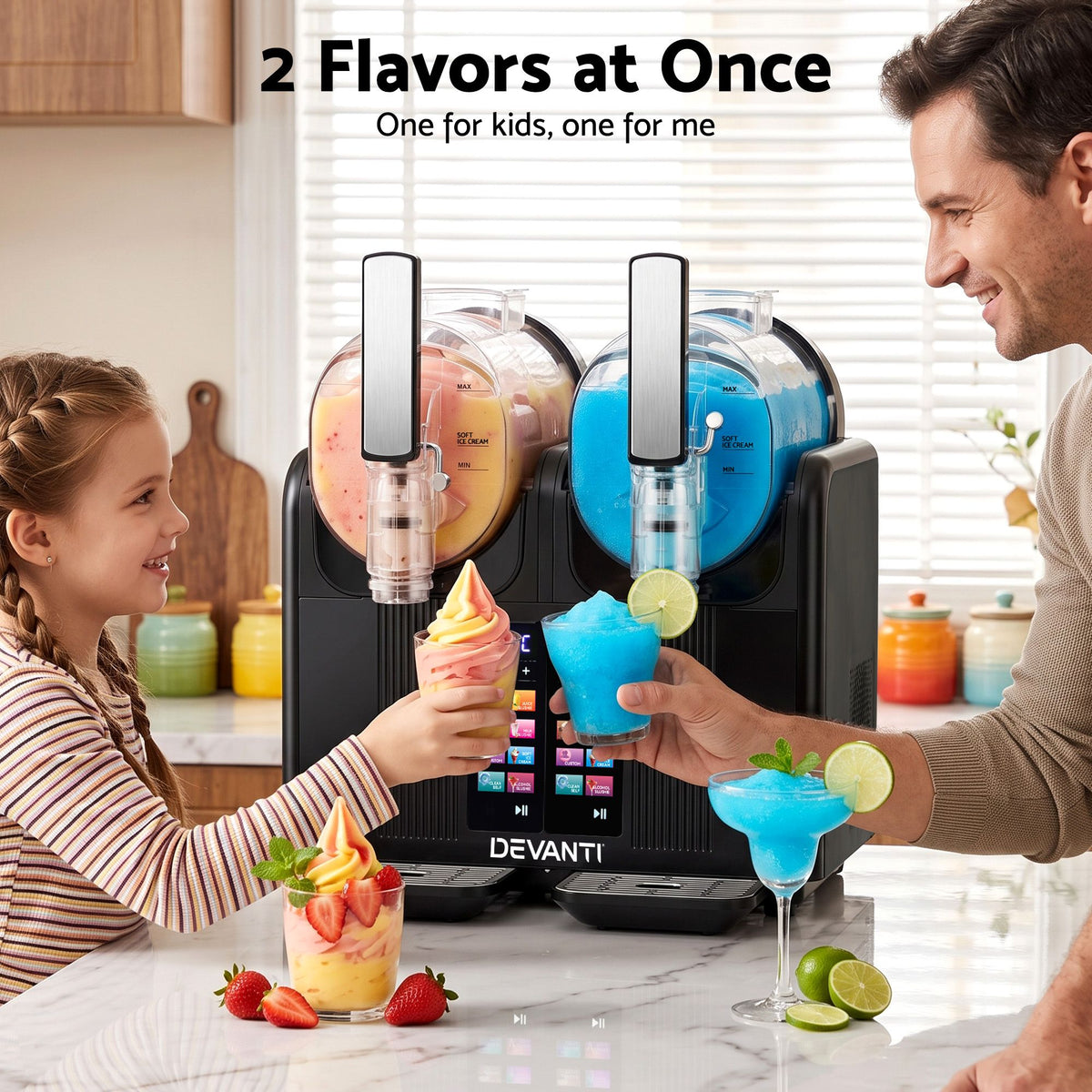 Devanti Slushie Machine 4L Dual Tanks Frozen Drink Ice Cream Maker-Home & Garden > Pool & Accessories > Pool Covers & Accessories-PEROZ Accessories