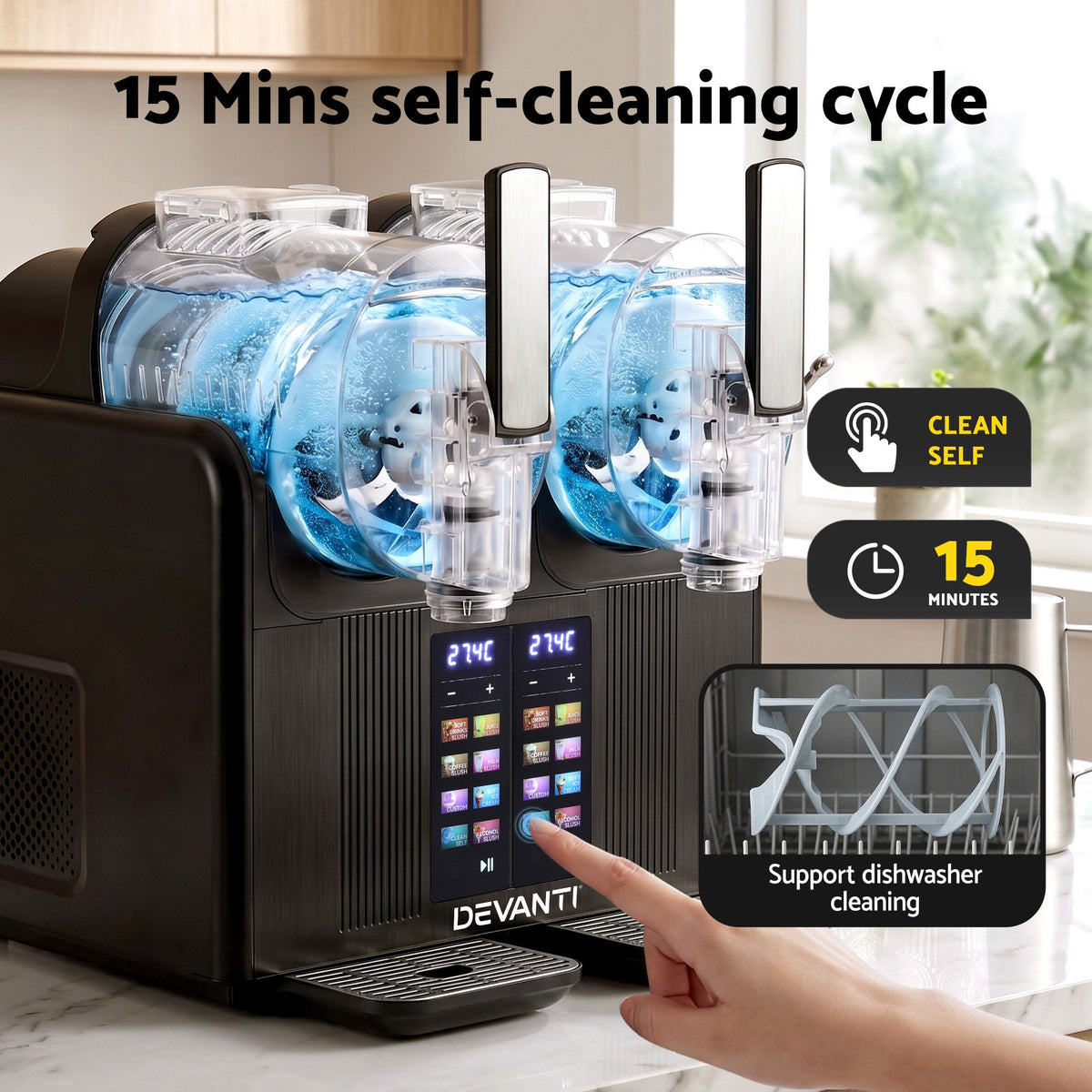Devanti Slushie Machine 4L Dual Tanks Frozen Drink Ice Cream Maker-Home & Garden > Pool & Accessories > Pool Covers & Accessories-PEROZ Accessories