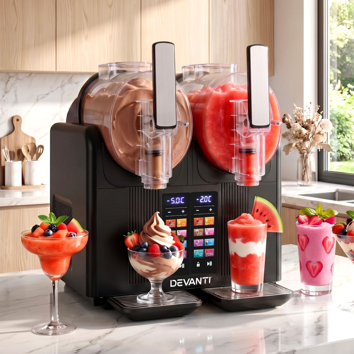 Devanti Slushie Machine 4L Dual Tanks Frozen Drink Ice Cream Maker-Home & Garden > Pool & Accessories > Pool Covers & Accessories-PEROZ Accessories