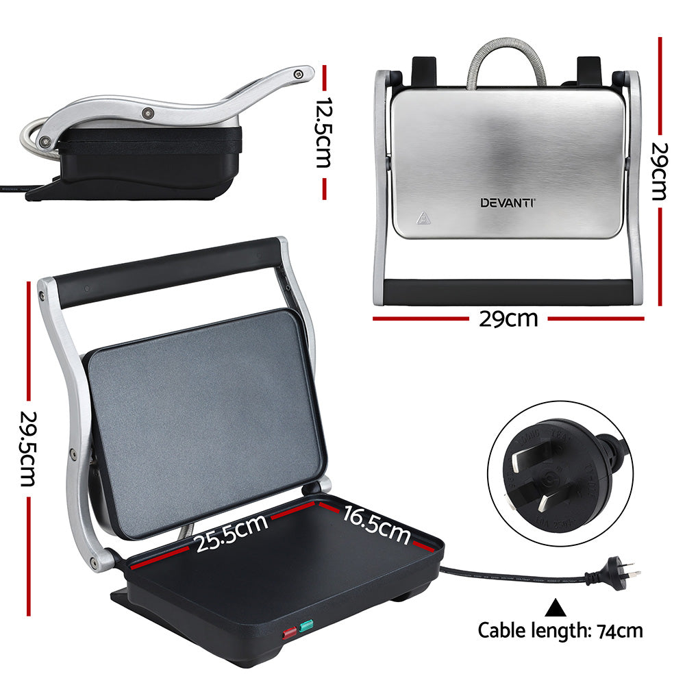 Devanti 3 in 1 Sandwich Maker Steak Press Grill 1000W-Appliances > Kitchen Appliances > Toasters & Grills-PEROZ Accessories