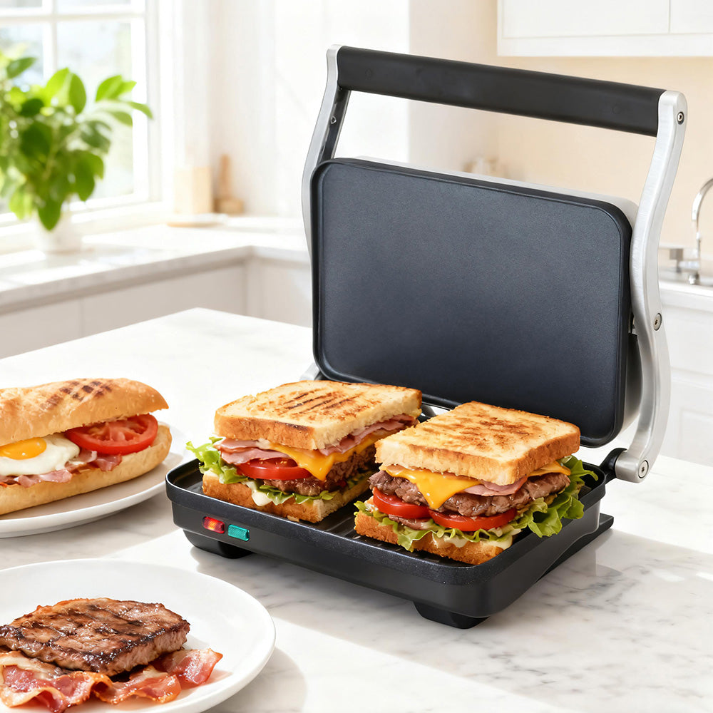 Devanti 3 in 1 Sandwich Maker Steak Press Grill 1000W-Appliances > Kitchen Appliances > Toasters & Grills-PEROZ Accessories