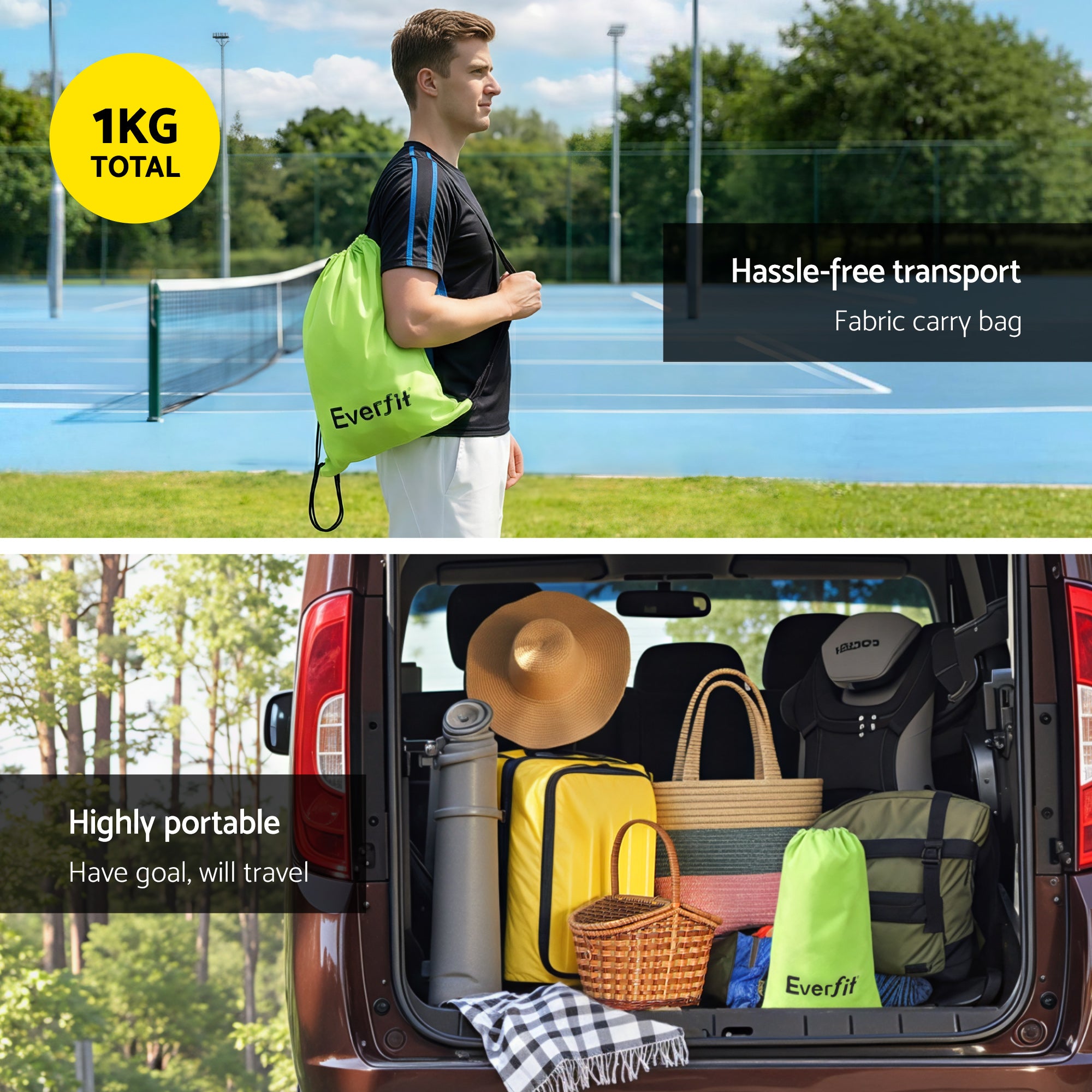 Everfit 3M Badminton Tennis Net Portable Volleyball Kit Yellow-Sports & Fitness > Ball Sports > Netball & Netball Accessories-PEROZ Accessories