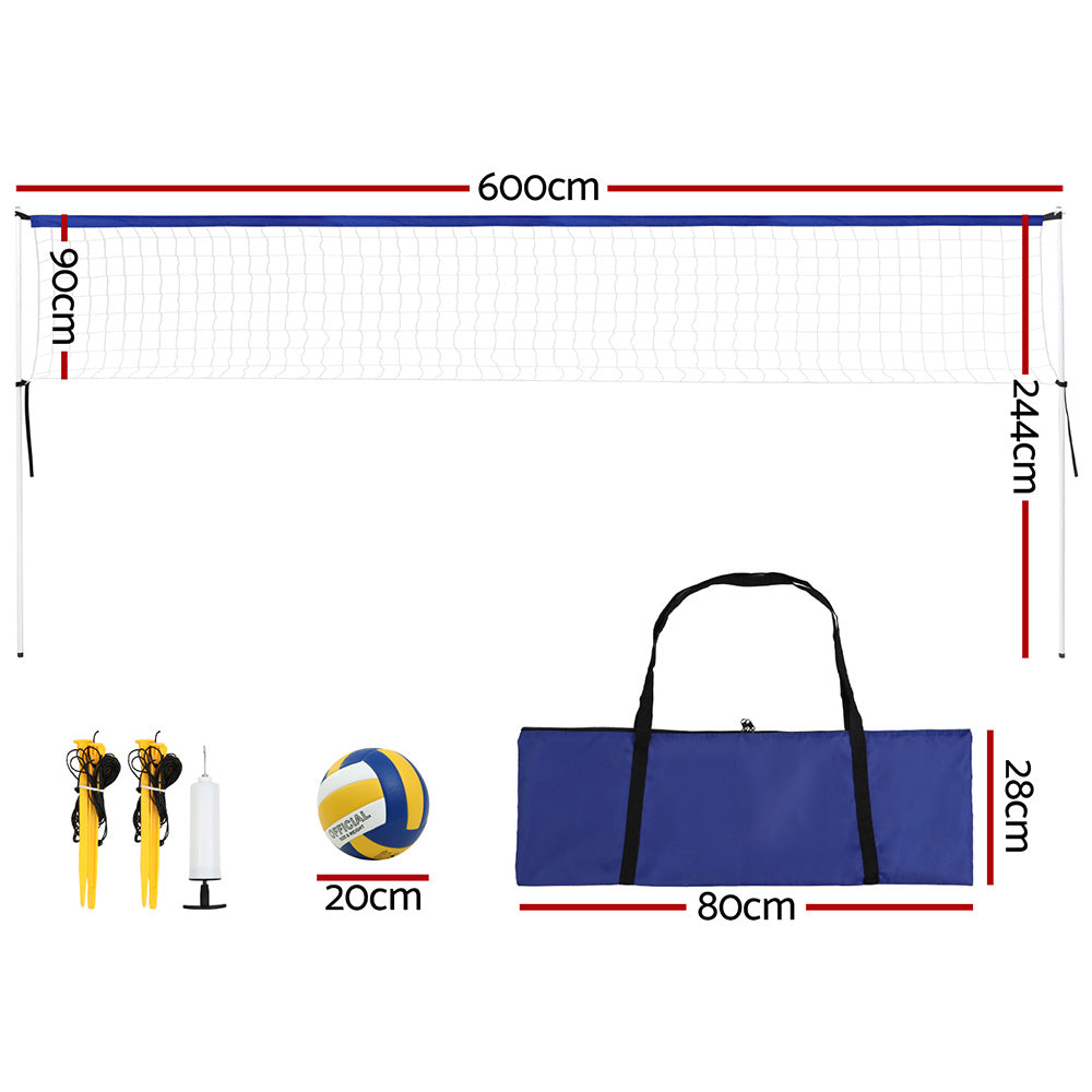 Everfit 6M Portable Volleyball Net Set Adjustable Height Multi-Sport Net with Ball and Bag-Sports & Fitness > Ball Sports > Basketball & Basketball Accessories-PEROZ Accessories