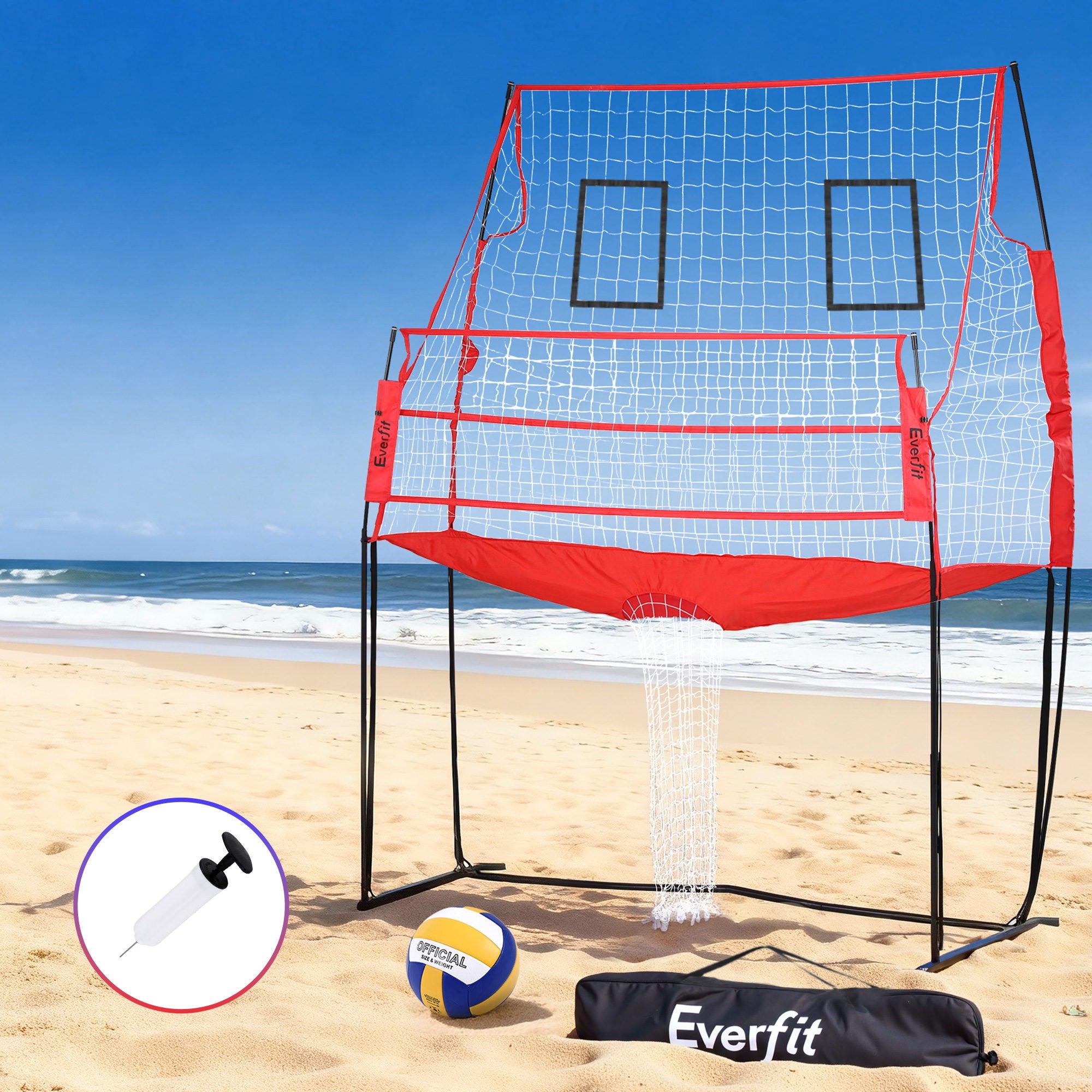 Everfit 8ft Volleyball Net Training Equipment Adjustable Height Portable with Ball and Bag-Sports & Fitness > Ball Sports > Netball & Netball Accessories-PEROZ Accessories