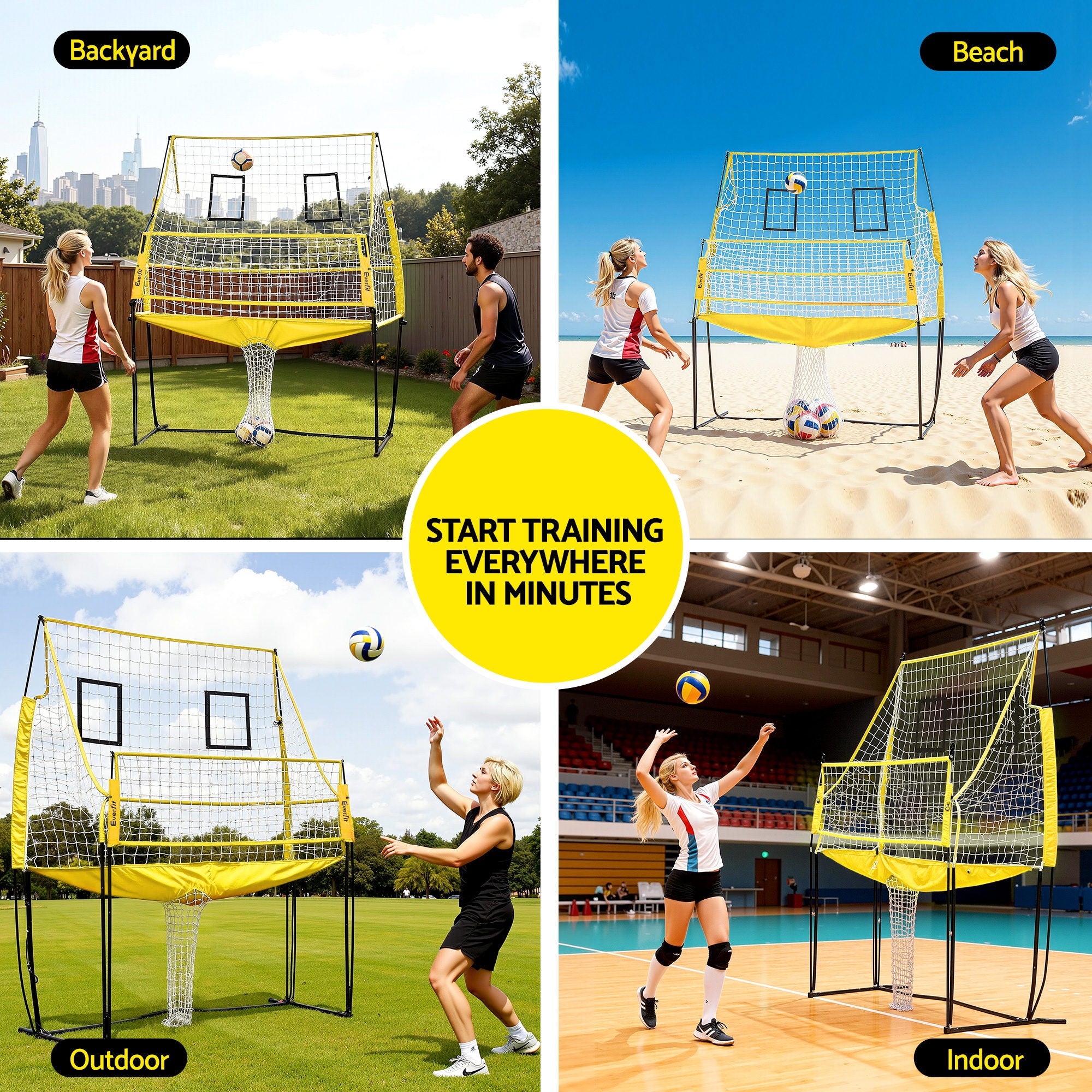 Everfit 8ft Volleyball Net Free-standing Adjustable Height Portable with Ball and Bag-Sports & Fitness > Ball Sports > Soccer & Soccer Accessories-PEROZ Accessories