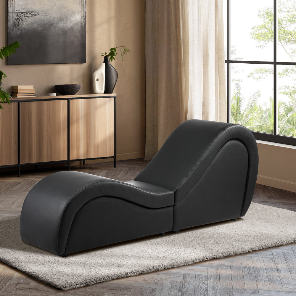 Oikiture Tantra Sofa Love Seat Chaise Lounge Couples Yoga Bed Black-Sofa-PEROZ Accessories