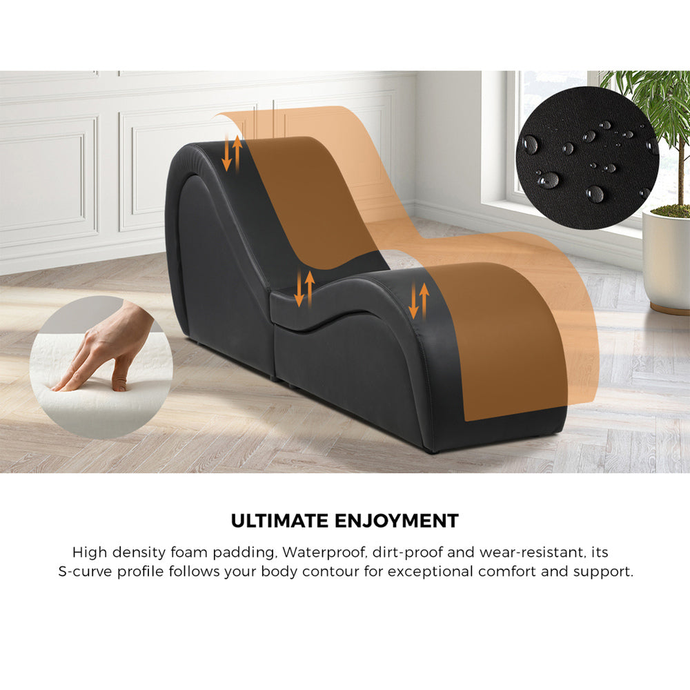 Oikiture Tantra Sofa Love Seat Chaise Lounge Couples Yoga Bed Black-Sofa-PEROZ Accessories