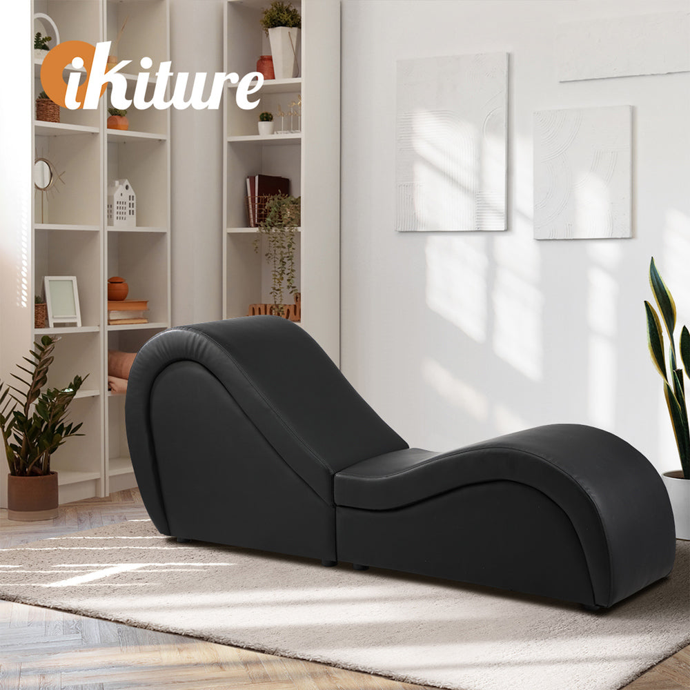 Oikiture Tantra Sofa Love Seat Chaise Lounge Couples Yoga Bed Black-Sofa-PEROZ Accessories