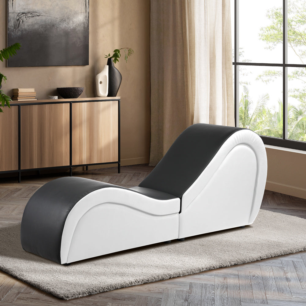 Oikiture Tantra Sofa Love Seat Chaise Lounge Couples Yoga Bed BK & WH-Sofa-PEROZ Accessories