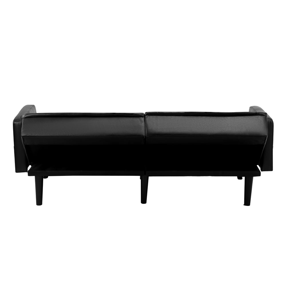 Oikiture Sofa Bed Futon Convertible Leather 3-Seater Black-Sofa Bed-PEROZ Accessories
