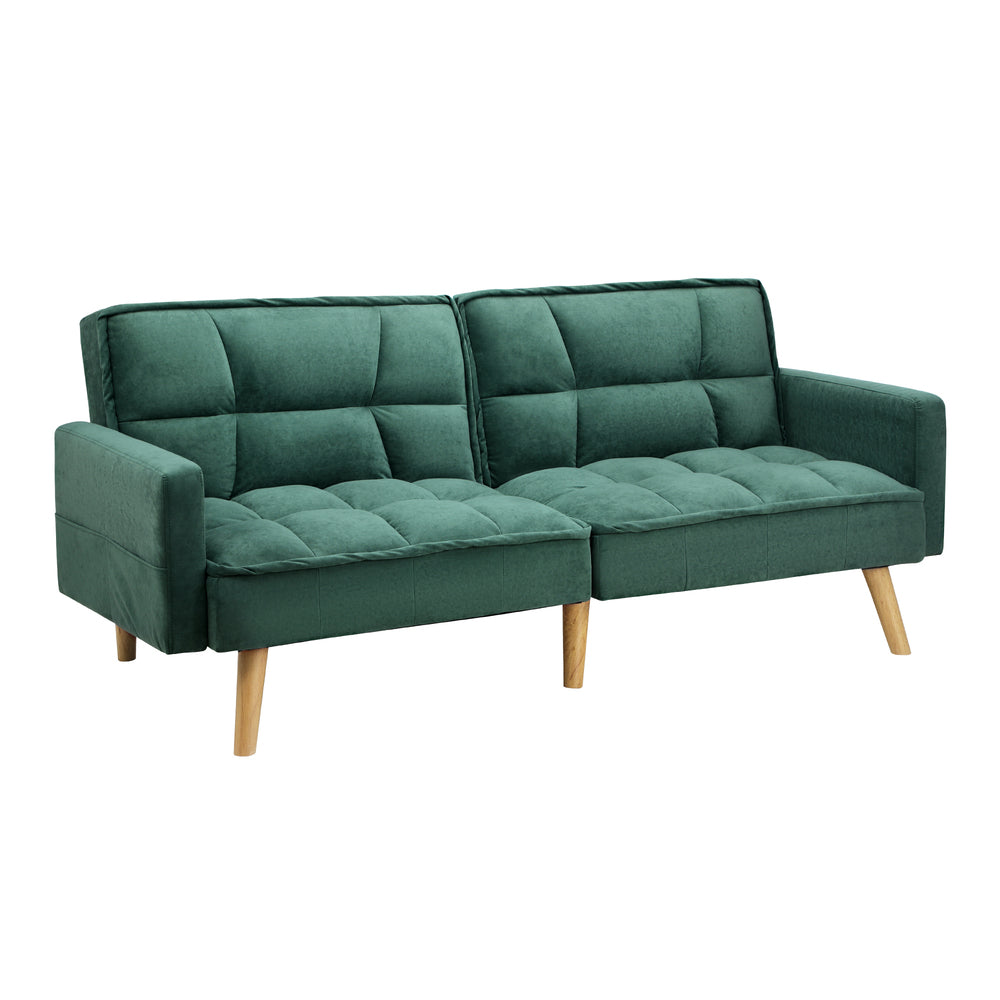 Oikiture Sofa Bed Velvet 3-Seater Green-Sofa Bed-PEROZ Accessories
