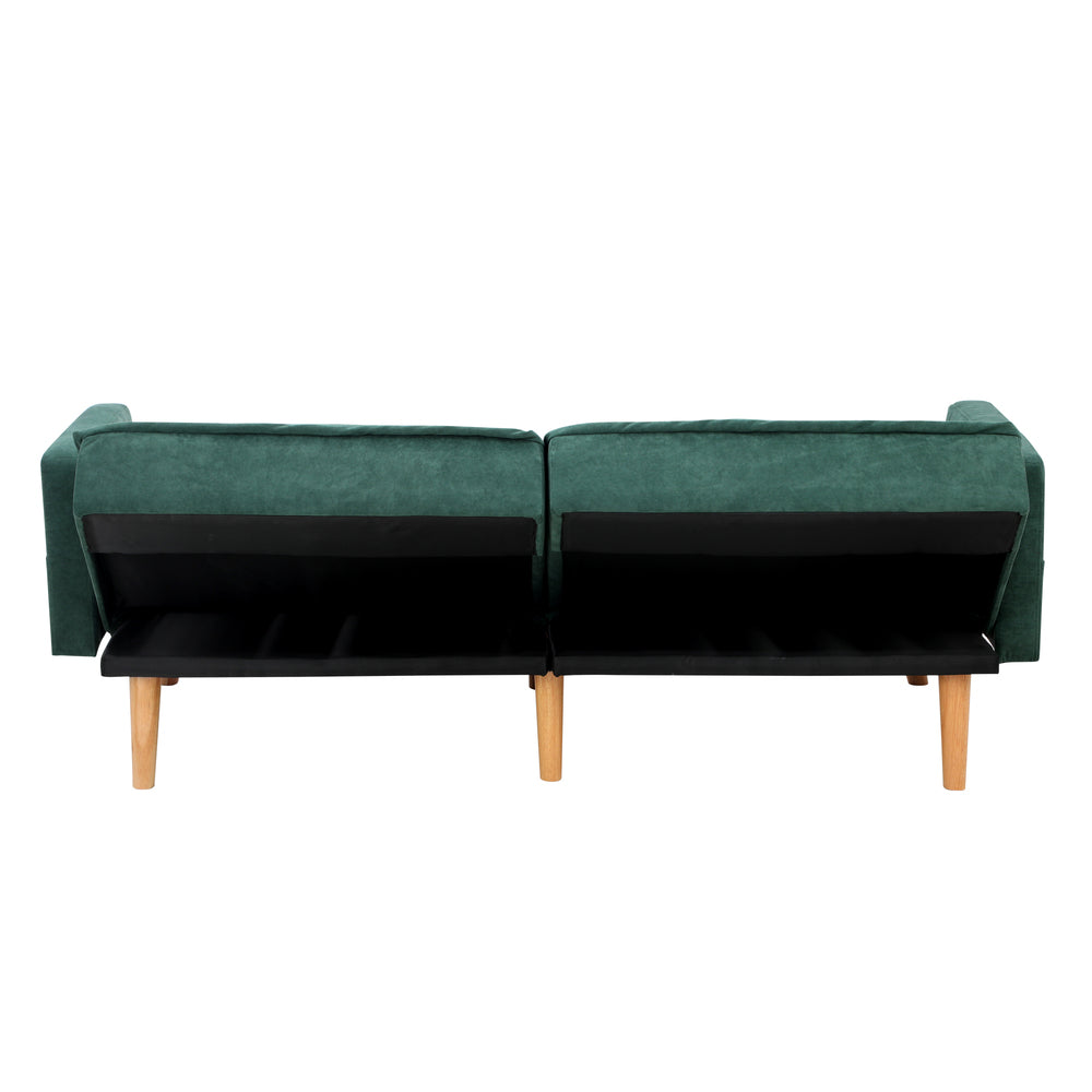Oikiture Sofa Bed Velvet 3-Seater Green-Sofa Bed-PEROZ Accessories