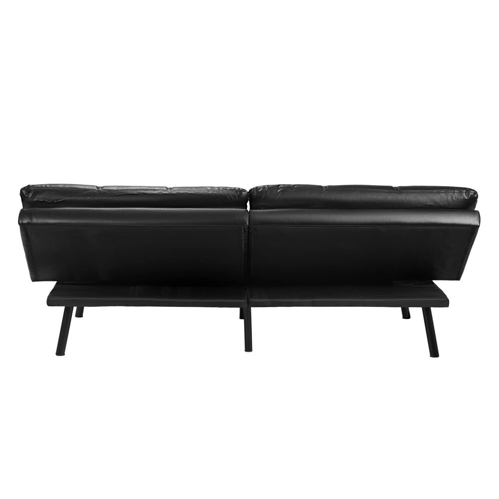 Oikiture Sofa Bed Futon Lounge Couch Convertible Leather 3-Seater Black-Sofa Bed-PEROZ Accessories