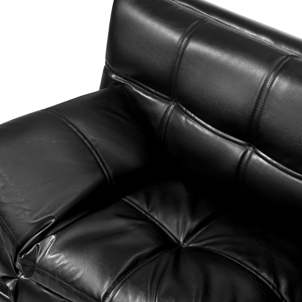 Oikiture Sofa Bed Futon Lounge Couch Convertible Leather 3-Seater Black-Sofa Bed-PEROZ Accessories