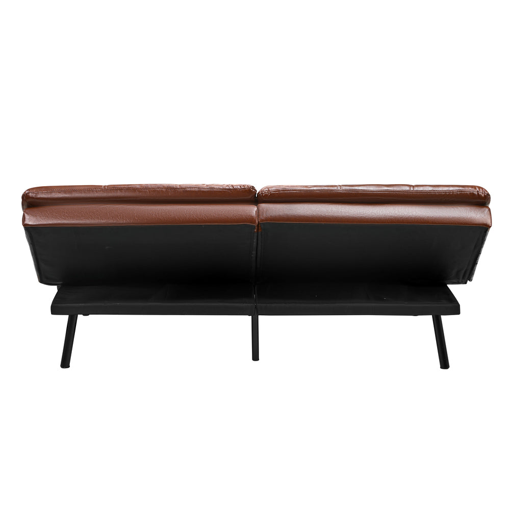 Oikiture Sofa Bed Convertible Leather 3-Seater Brown-Sofa Bed-PEROZ Accessories