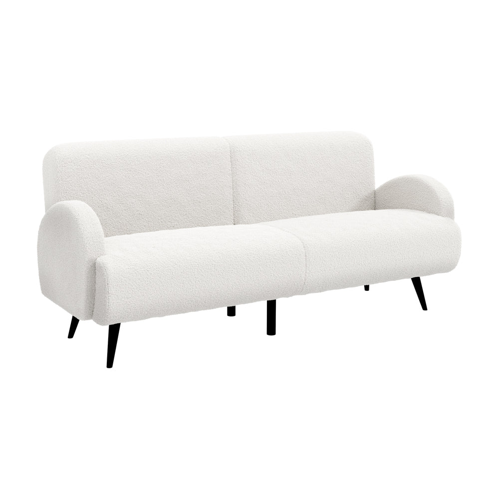 Oikiture Sherpa Sofa Luxury 3 Seater Fleece White-Sofa-PEROZ Accessories