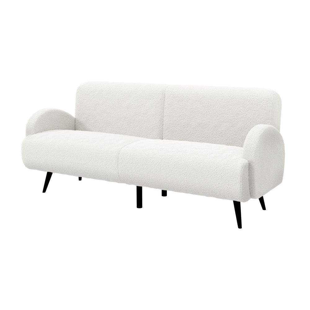 Oikiture Sherpa Sofa Luxury 3 Seater Fleece White-Sofa-PEROZ Accessories