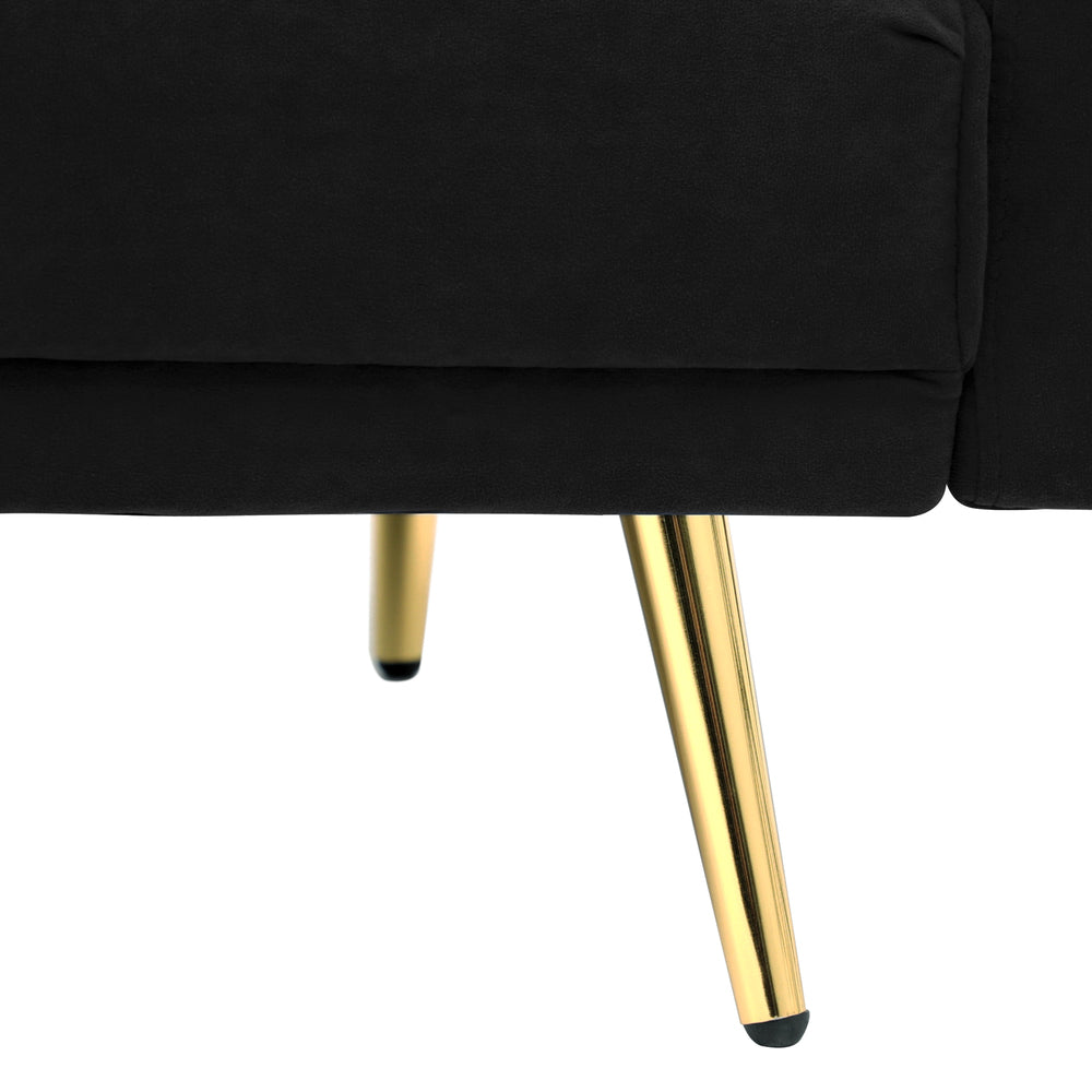 Oikiture 3-Seater Sofa Bed Velvet Black-Sofa Bed-PEROZ Accessories