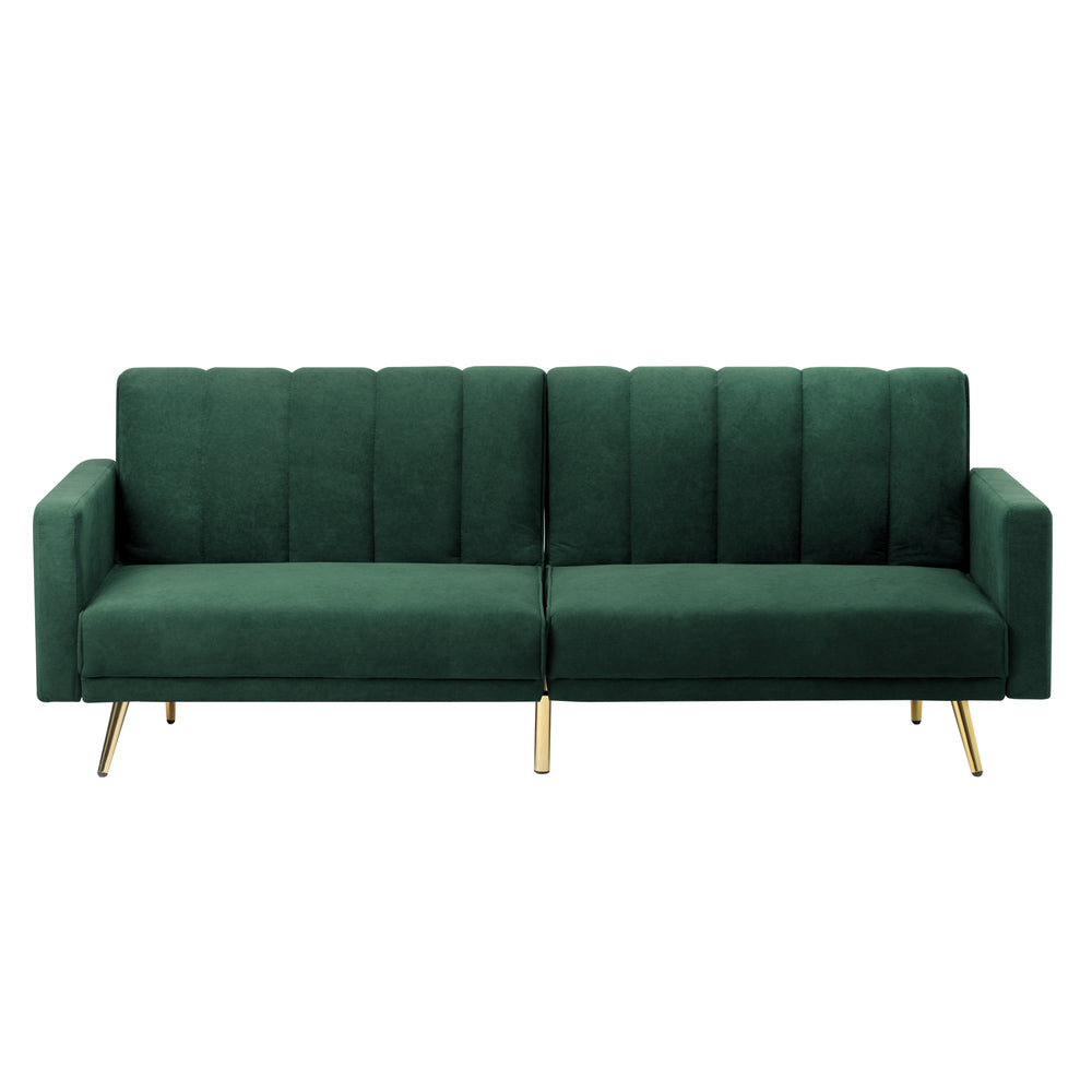 Oikiture 3 Seater Sofa Bed Convertible Velvet Green-Sofa Bed-PEROZ Accessories