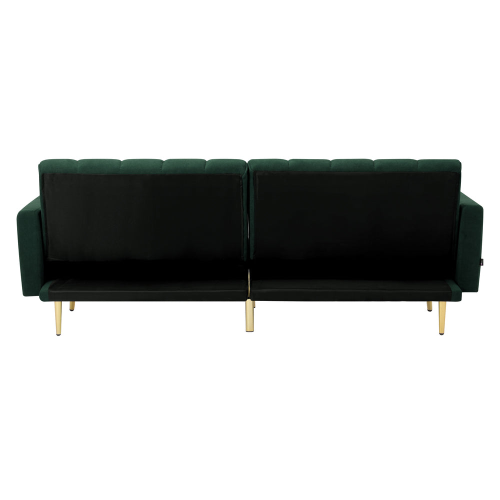 Oikiture 3 Seater Sofa Bed Convertible Velvet Green-Sofa Bed-PEROZ Accessories