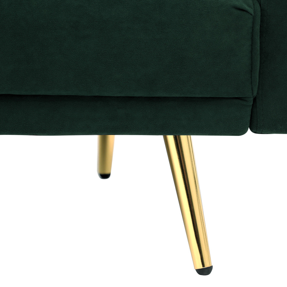 Oikiture 3 Seater Sofa Bed Convertible Velvet Green-Sofa Bed-PEROZ Accessories