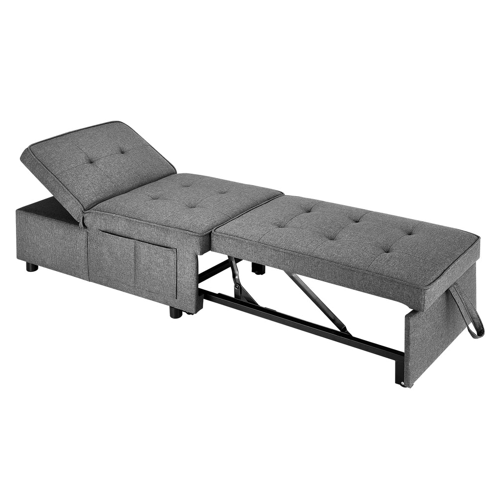 Oikiture 4 in 1 Convertible Sofa Bed Ottoman Couch Lounge Linen-Sofa Beds-PEROZ Accessories