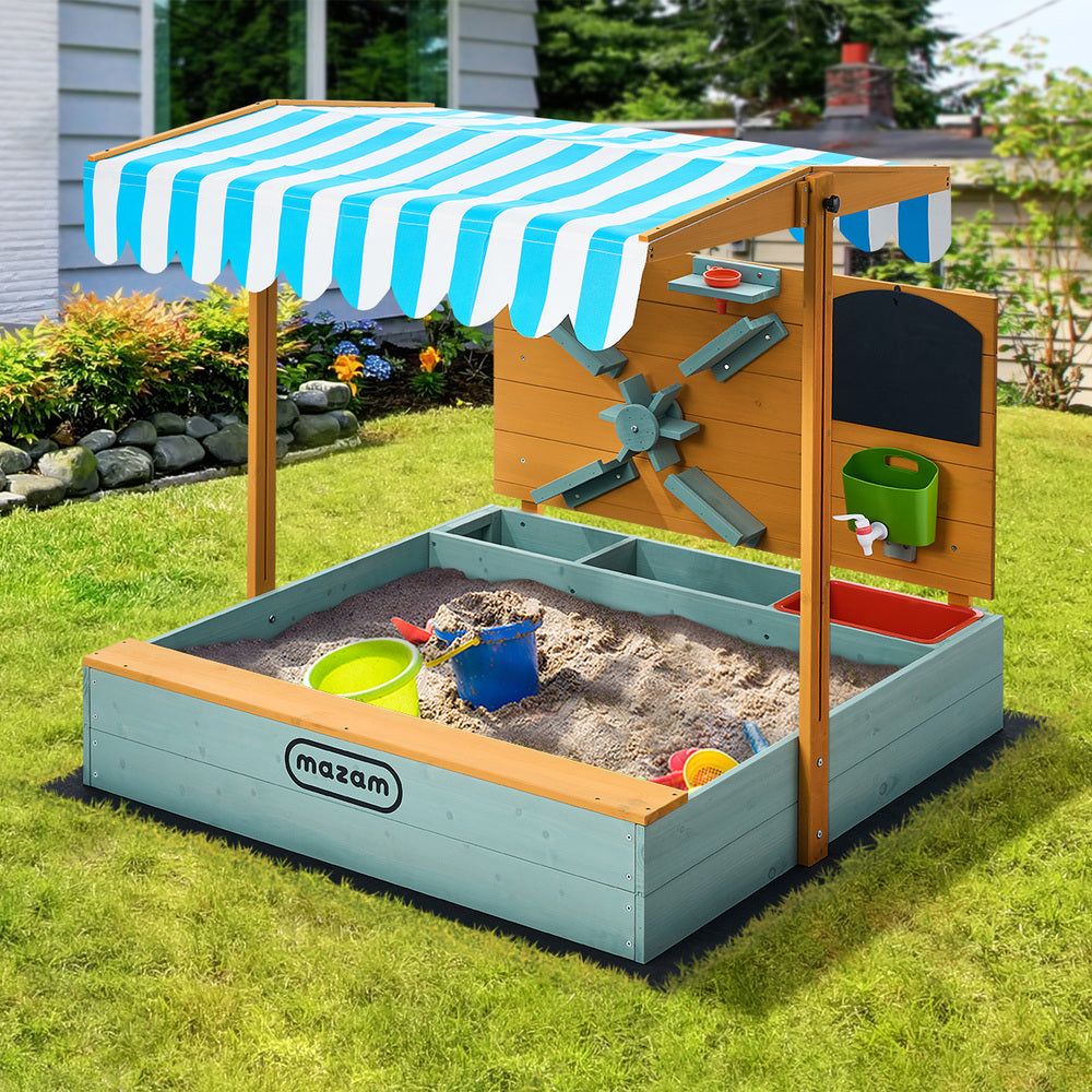 Mazam Kids Sandpit Outdoor Wooden Sandbox Beach Play Canopy-Sandpit-PEROZ Accessories