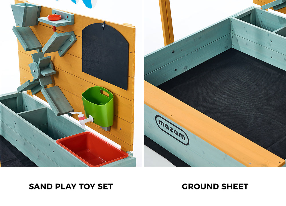 Mazam Kids Sandpit Outdoor Wooden Sandbox Beach Play Canopy-Sandpit-PEROZ Accessories