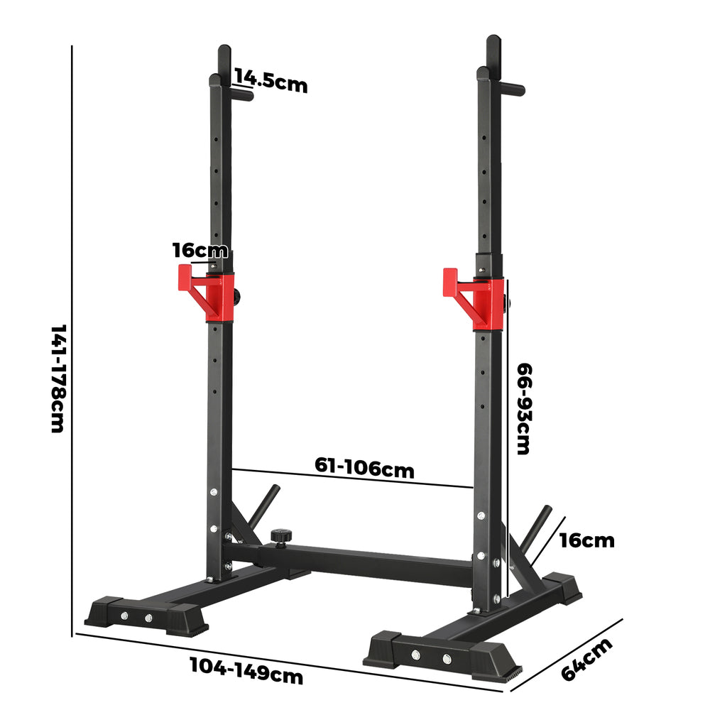 Finex Squat Rack Adjustable Barbell Rack Weight Bench Press Barbell Bar Stand-Squat Rack-PEROZ Accessories