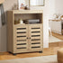 Oikiture Shoes Storage Cabinet Organiser Shelf 2 Doors Brown-Shoe Storage Cabinet-PEROZ Accessories