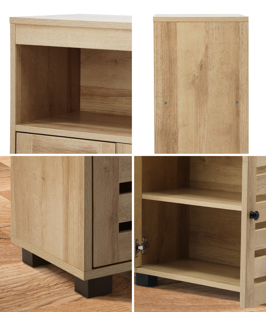 Oikiture Shoes Storage Cabinet Organiser Shelf 2 Doors Brown-Shoe Storage Cabinet-PEROZ Accessories