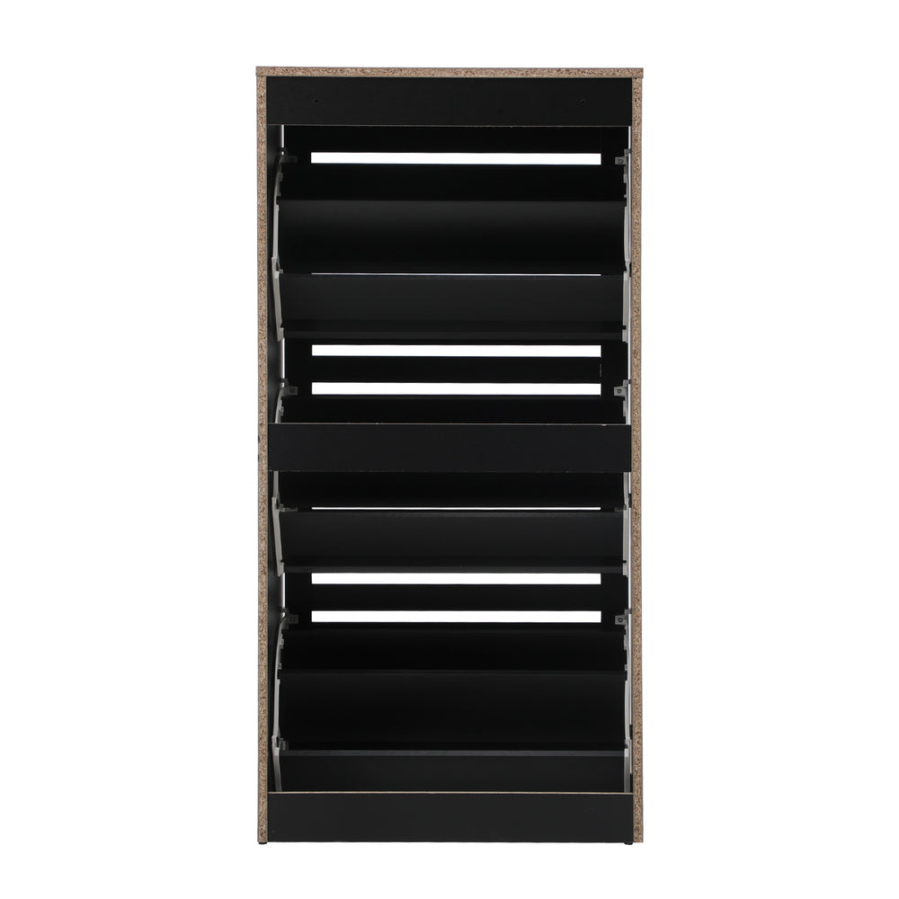 Oikiture Shoe Storage Cabinet 3 Doors 45 Pairs Black-Shoe Storage Cabinet-PEROZ Accessories