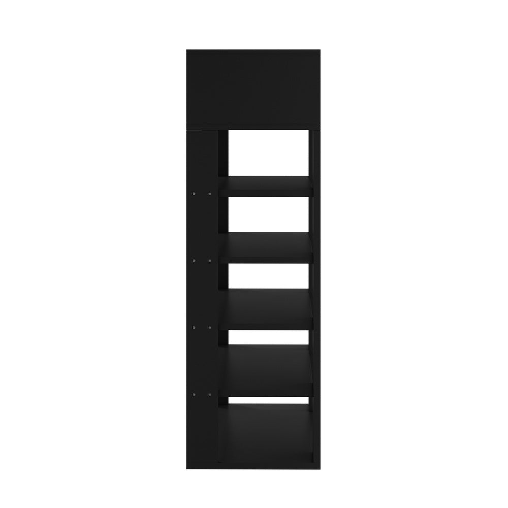 Oikiture Shoes Storage Rack 5-tier Shelves with Drawer Black-Shoe Storage Cabinet-PEROZ Accessories