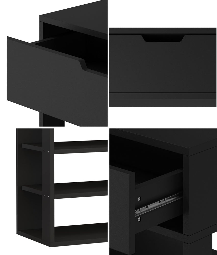 Oikiture Shoes Storage Rack 5-tier Shelves with Drawer Black-Shoe Storage Cabinet-PEROZ Accessories