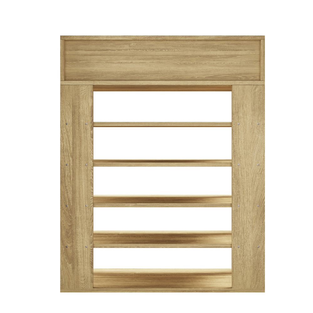 Oikiture Shoes Storage Rack 5-tier Shelves with Drawer Natural-Shoe Storage Cabinet-PEROZ Accessories