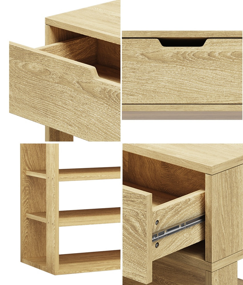 Oikiture Shoes Storage Rack 5-tier Shelves with Drawer Natural-Shoe Storage Cabinet-PEROZ Accessories
