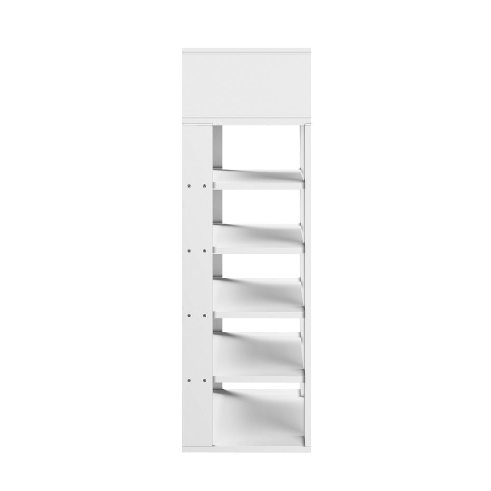 Oikiture Shoes Storage Rack 5-tier Shelves with Drawer White-Shoe Storage Cabinet-PEROZ Accessories