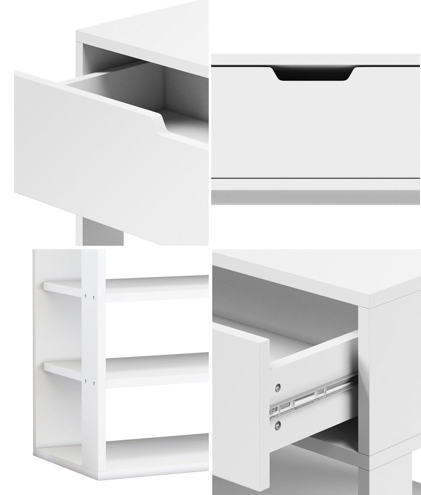 Oikiture Shoes Storage Rack 5-tier Shelves with Drawer White-Shoe Storage Cabinet-PEROZ Accessories