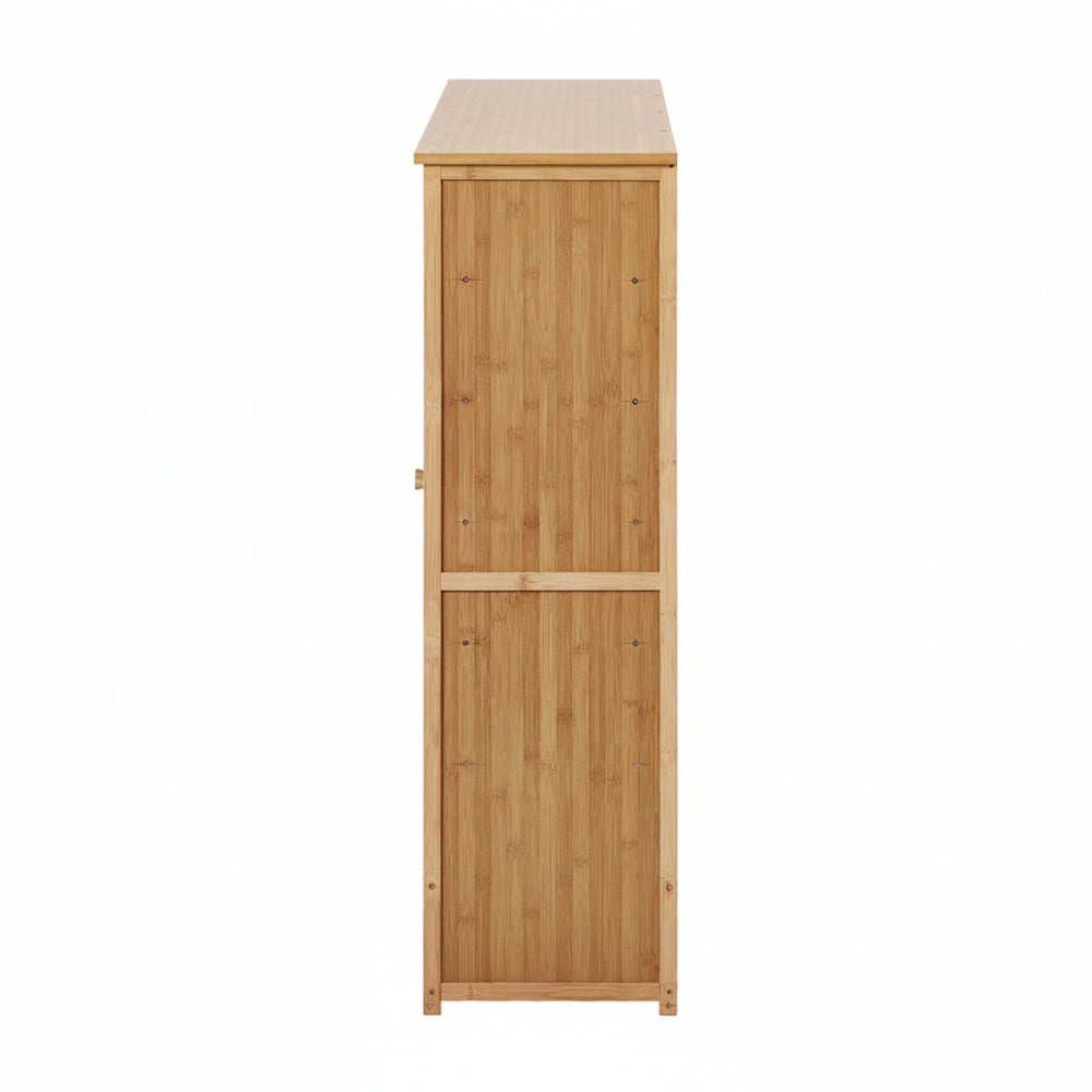 Oikiture Shoe Storage Cabinet 4 Doors Bamboo Shoe Shelf Beige-Shoe Storage Cabinet-PEROZ Accessories