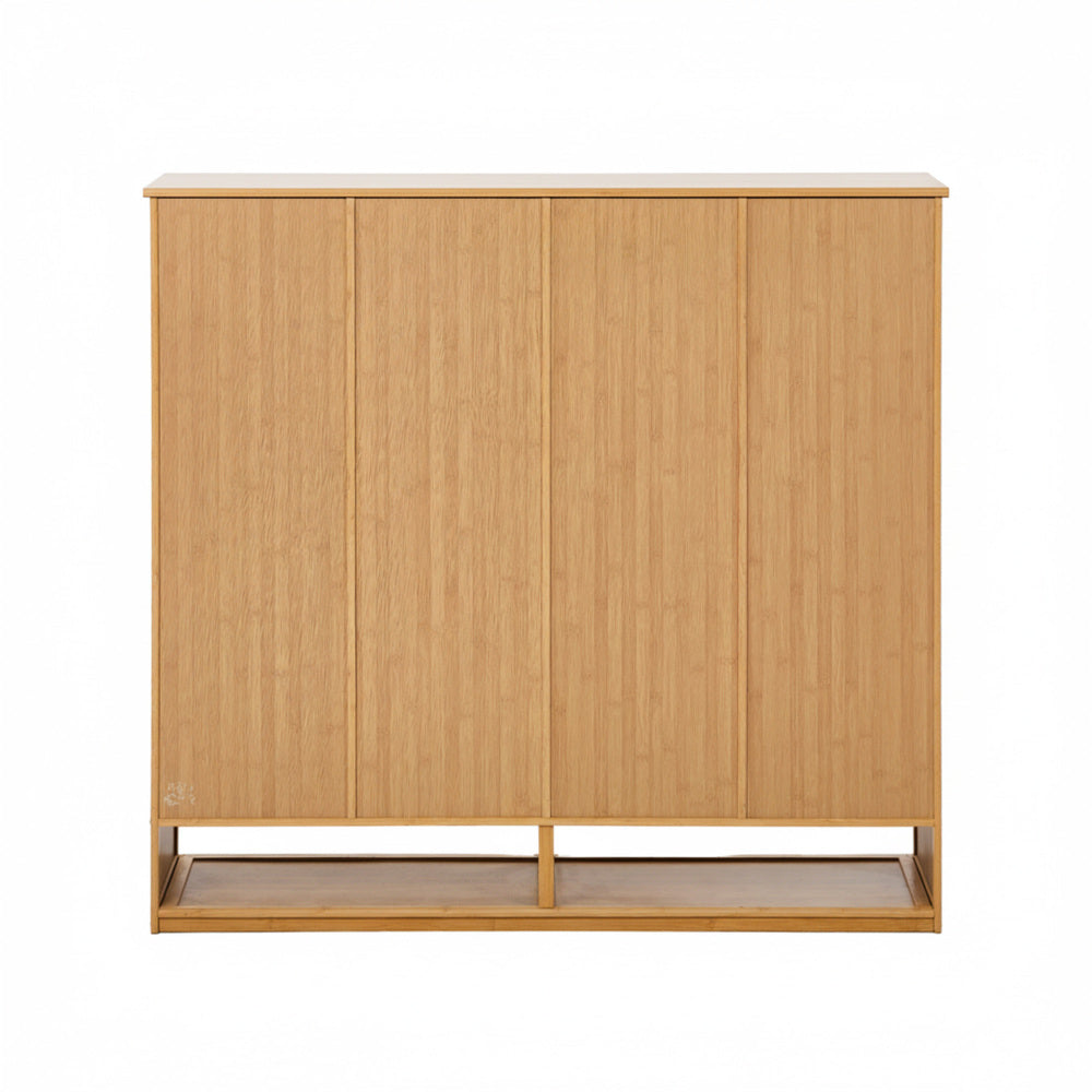 Oikiture Shoe Storage Cabinet 4 Doors Bamboo Shoe Shelf Beige-Shoe Storage Cabinet-PEROZ Accessories