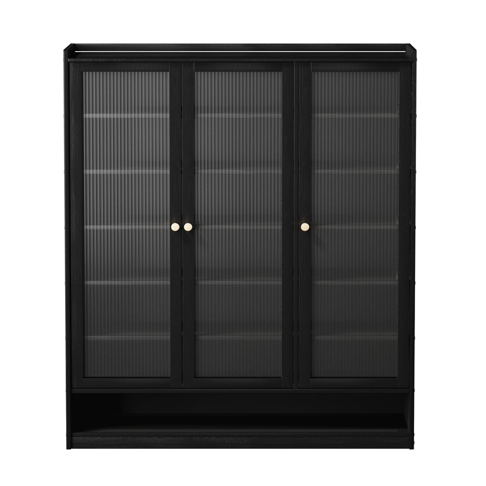 Oikiture Shoe Cabinet 3 Doors Shelf Black-Shoe Storage Cabinetss-PEROZ Accessories