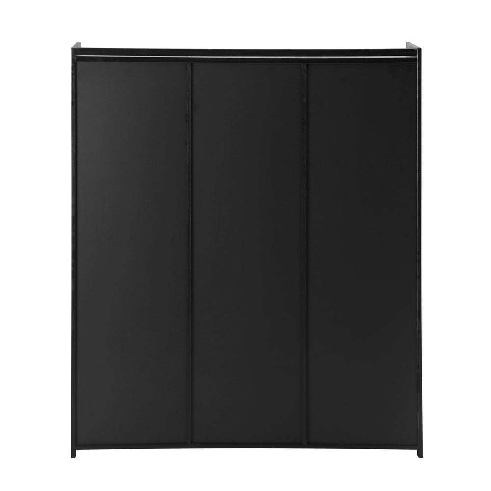 Oikiture Shoe Cabinet 3 Doors Shelf Black-Shoe Storage Cabinetss-PEROZ Accessories