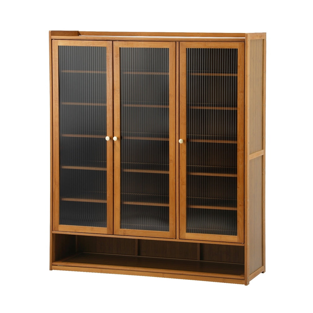 Oikiture Shoe Storage Cabinet 3 Doors 7 Shelves Brown-Shoe Storage Cabinet-PEROZ Accessories