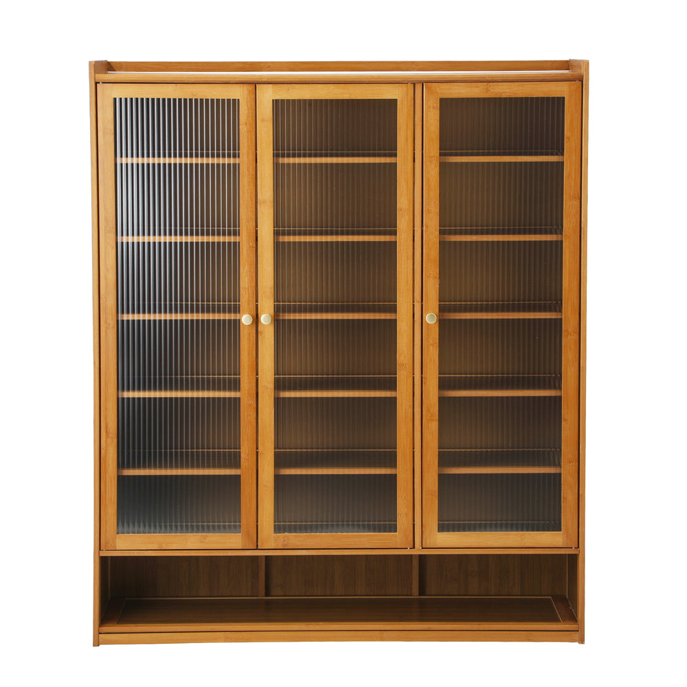 Oikiture Shoe Storage Cabinet 3 Doors 7 Shelves Brown-Shoe Storage Cabinet-PEROZ Accessories