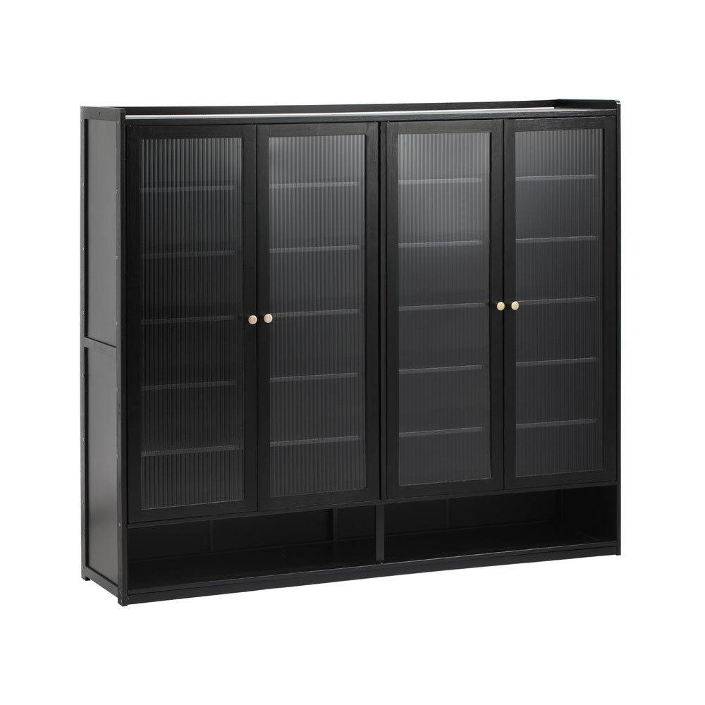 Oikiture Shoe Storage Cabinet 4 Doors Shelf Black-Shoe Storage Cabinet-PEROZ Accessories