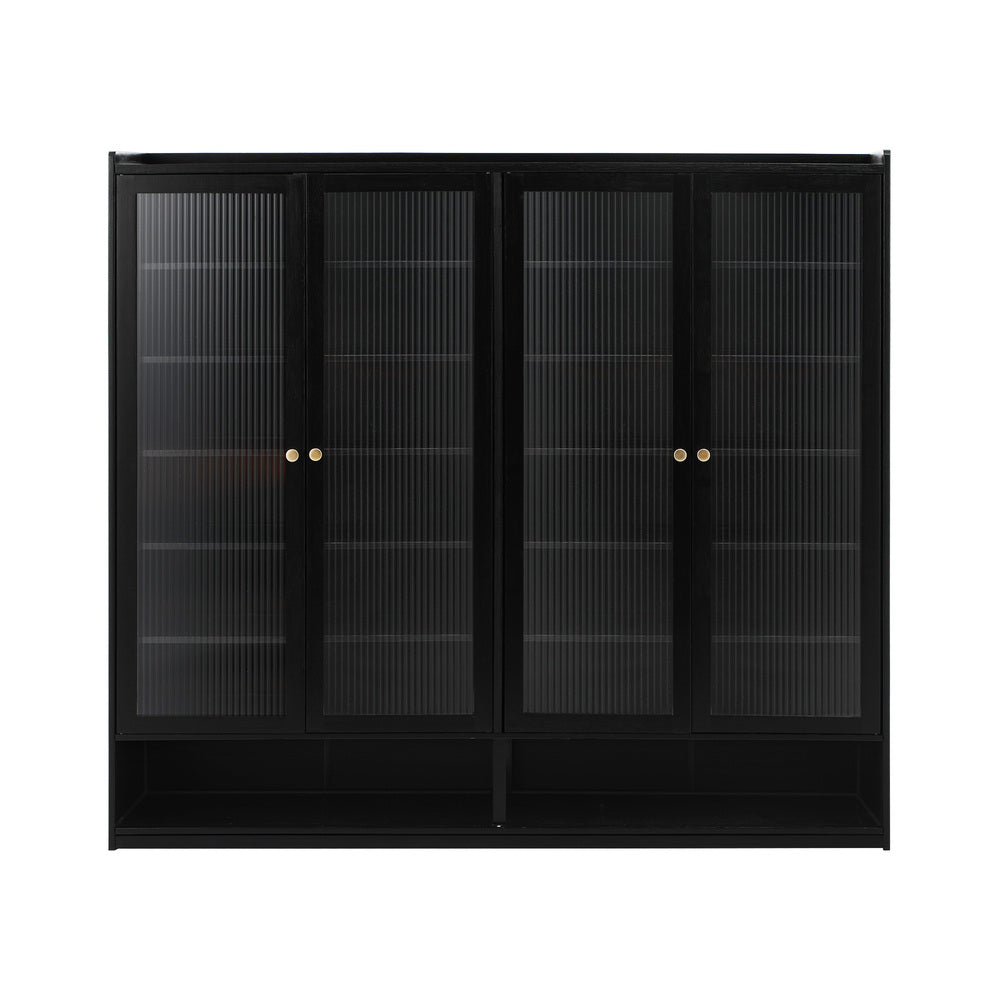 Oikiture Shoe Storage Cabinet 4 Doors Shelf Black-Shoe Storage Cabinet-PEROZ Accessories