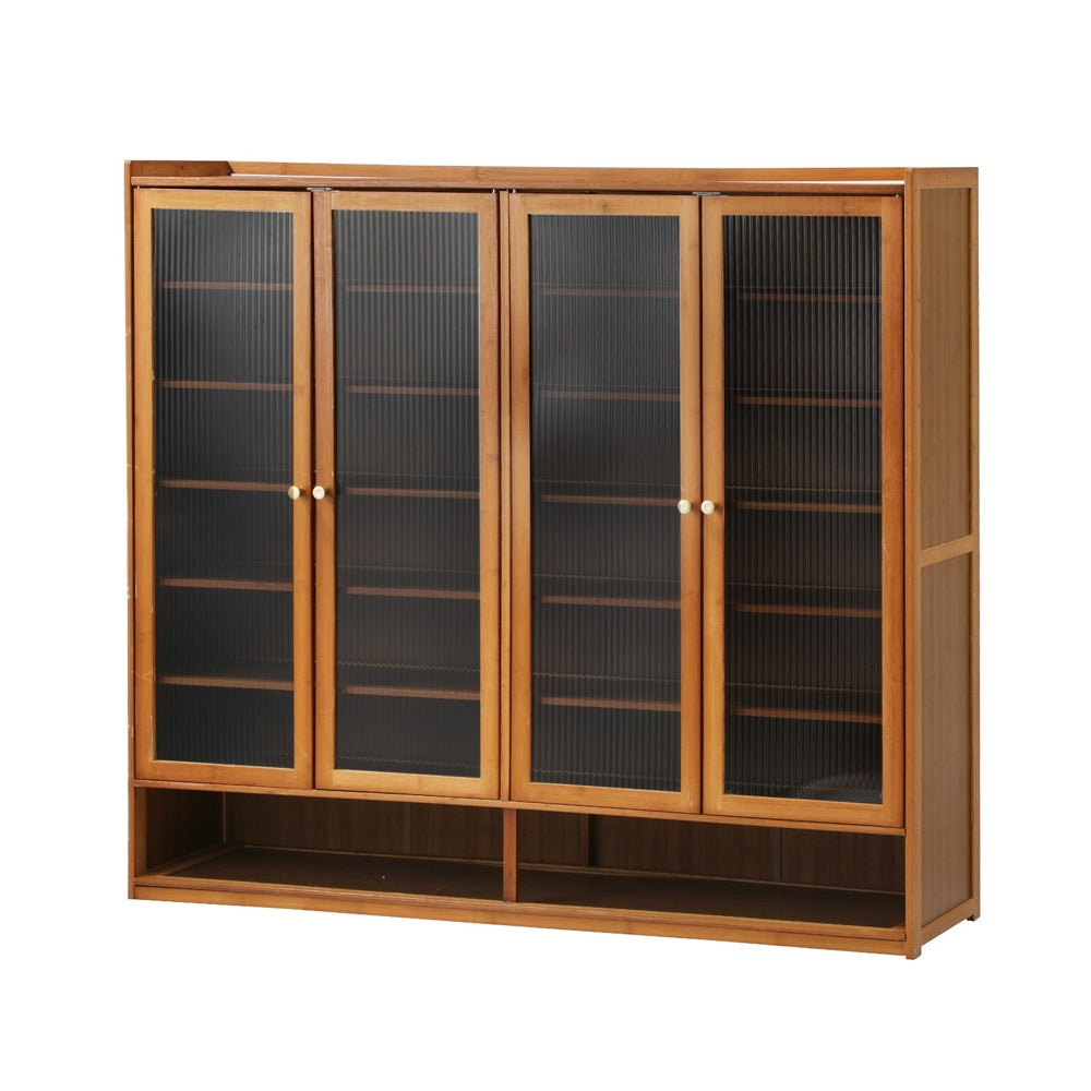 Oikiture Shoe Storage Cabinet 4 Doors 7 Shelves Brown-Shoe Storage Cabinet-PEROZ Accessories