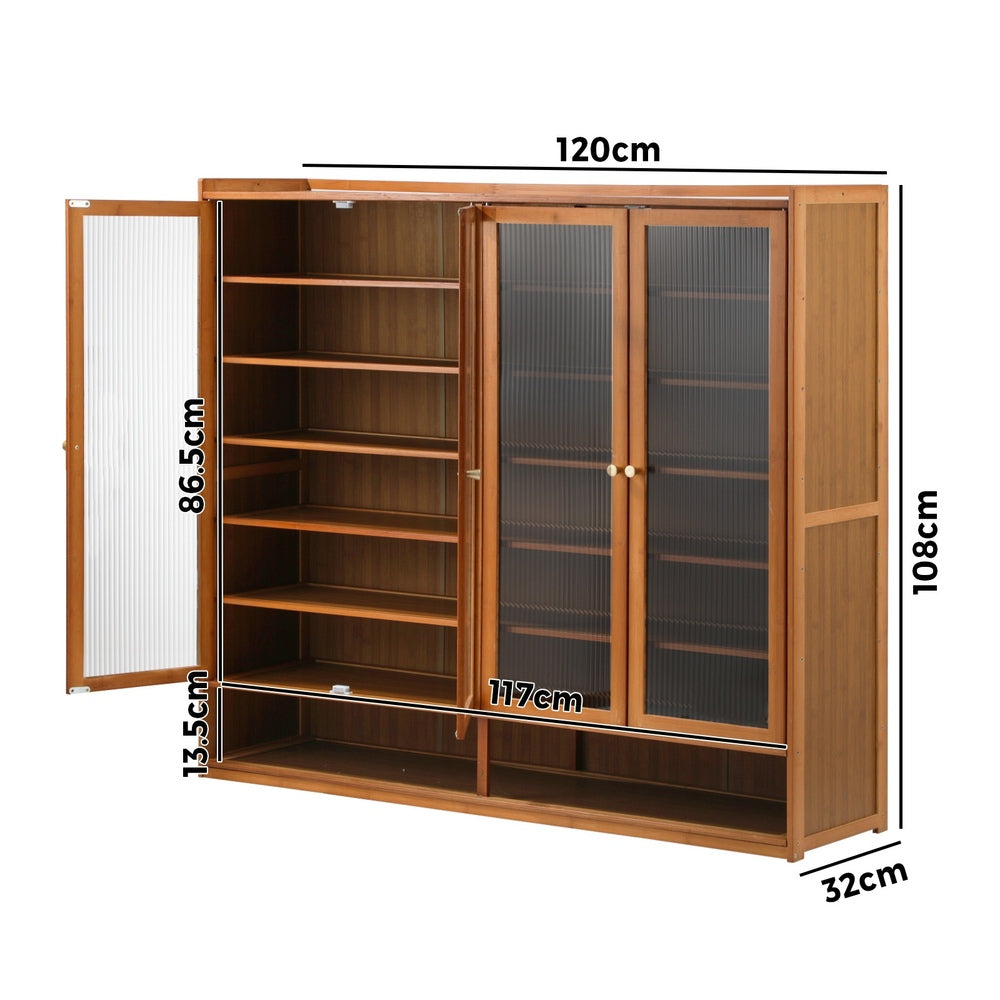 Oikiture Shoe Storage Cabinet 4 Doors 7 Shelves Brown-Shoe Storage Cabinet-PEROZ Accessories