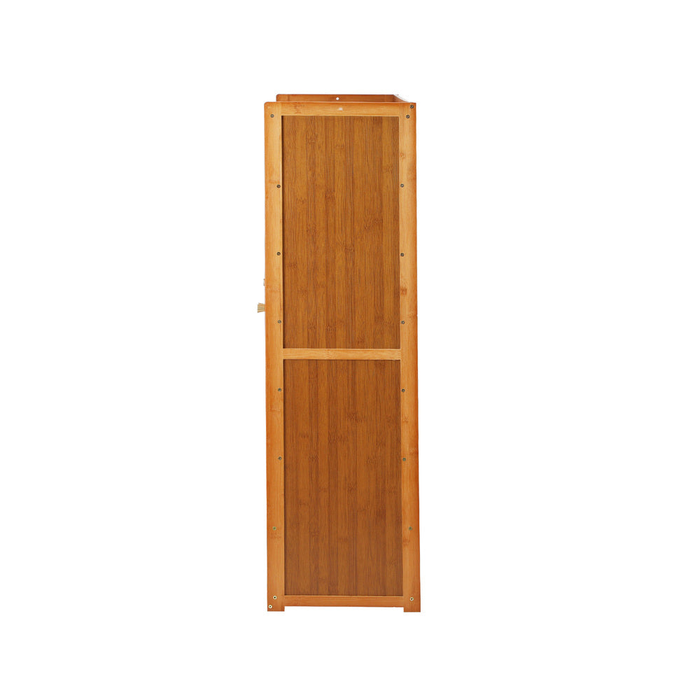 Oikiture Shoe Storage Cabinet 4 Doors 7 Shelves Brown-Shoe Storage Cabinet-PEROZ Accessories