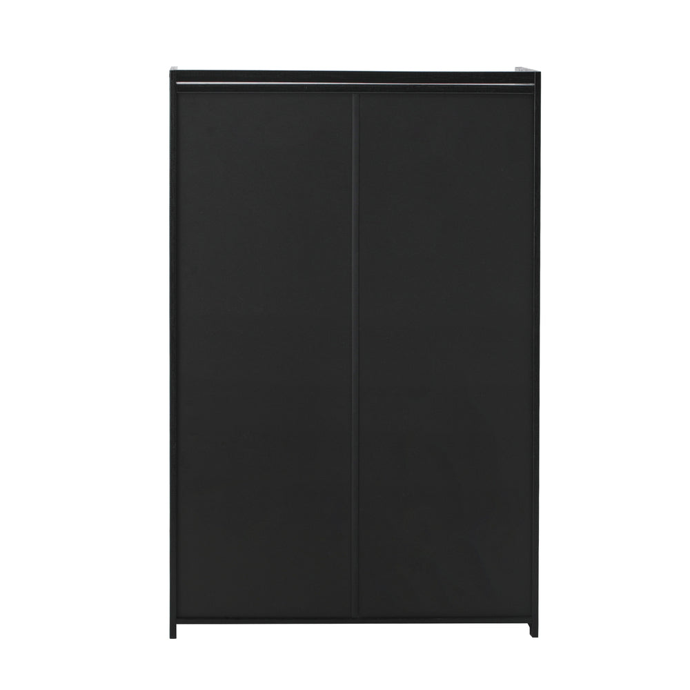 Oikiture Shoe Storage Cabinet 2 Doors Rattan Black-Shoe Storage Cabinetss-PEROZ Accessories